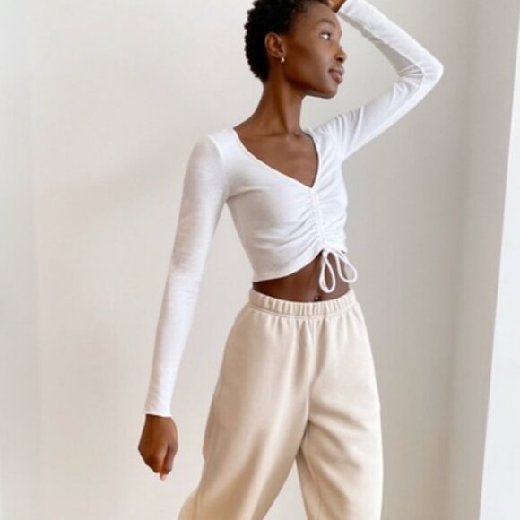 Aritzia Wilfred Lynx Ruched Long Sleeve Top Womens Size Large Modal Style #91726 - Picture 15 of 15